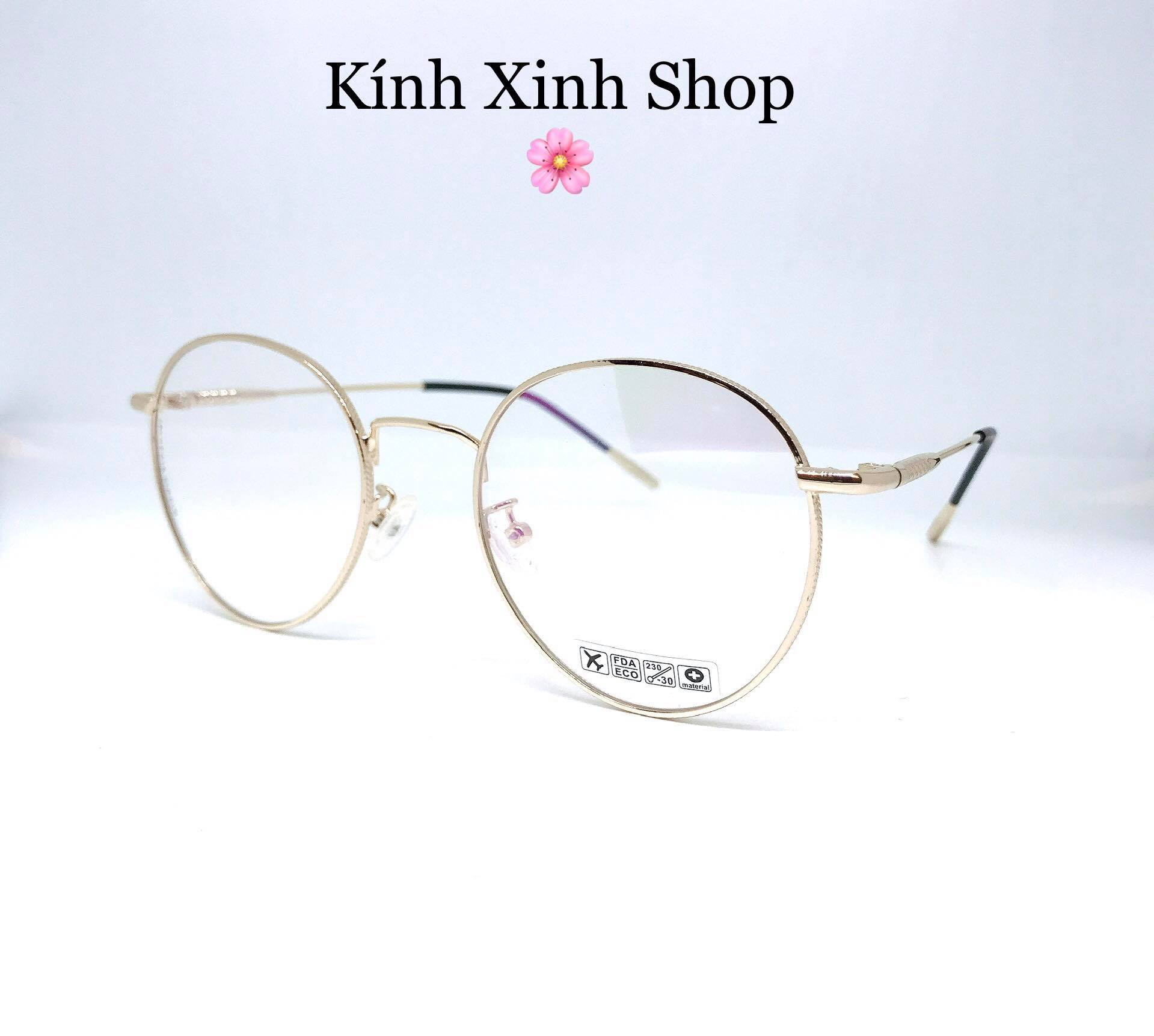Kính Mắt tròn kim loại cao cấp tròng kính bluecut chống ánh sáng xanh G90015