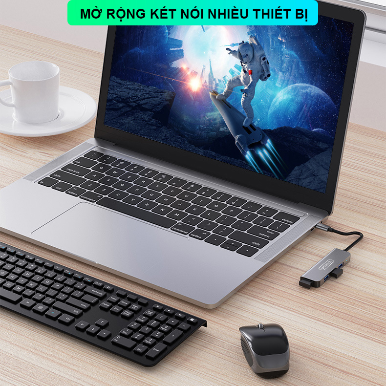 HUB Type C và HUB USB 3.0 tốc độ cao 4 in 1 Sidotech bộ chia cổng usb mở rộng kết nối chuyển đổi cho Macbook Pro Laptop PC máy tính hỗ trợ sạc pin kết nối đa năng ổ cứng bàn phím chuột máy in, thiết bị ổ chia usb - Hàng chính hãng