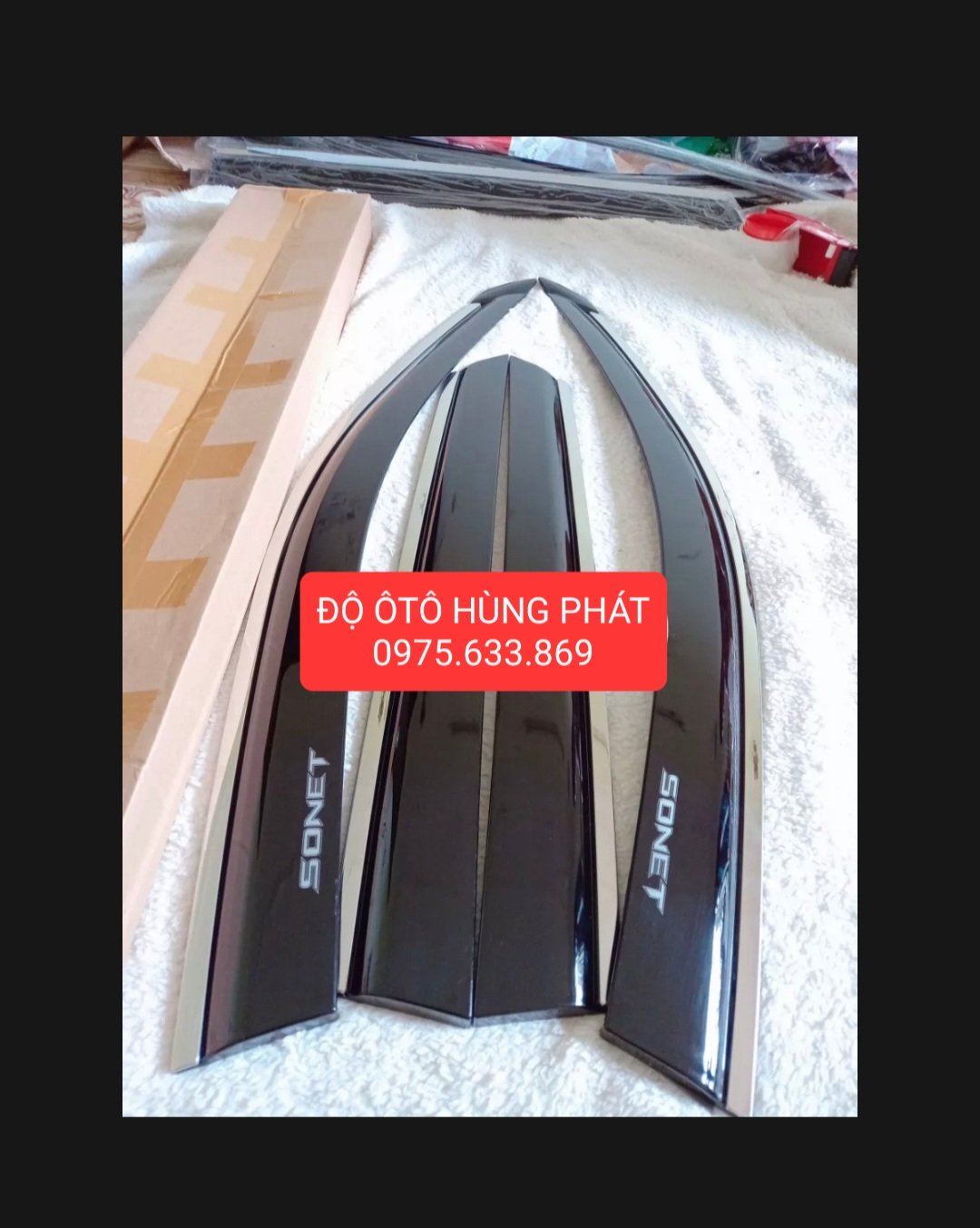 Vè che mưa xe KIA SONET 2021- 2022 nhựa đen chỉ INOX 304 cao cấp