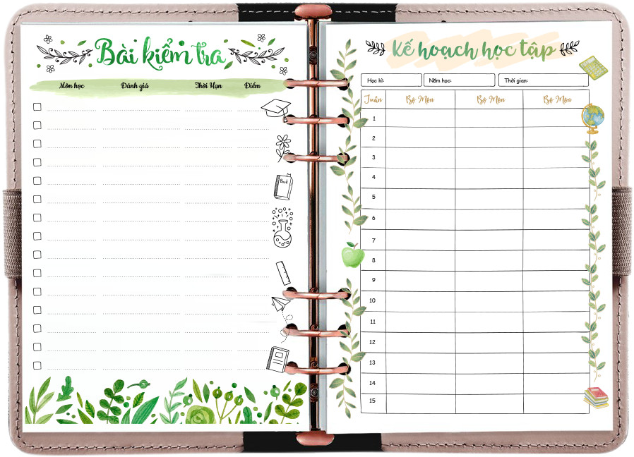 Giấy / Ruột refill sổ còng 6 lỗ A5 cho sinh viên, học tập 60 tờ, định lượng 100gsm của Self Planner