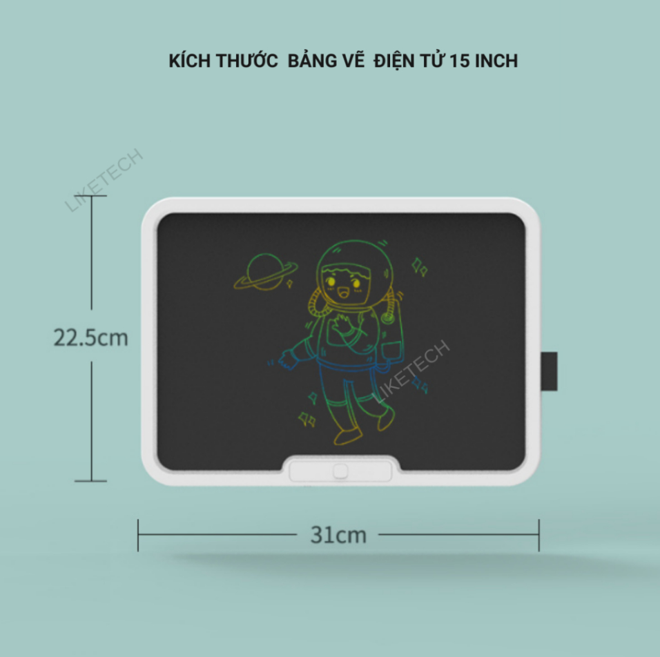 Bảng vẽ tự xóa điện tử đa sắc, bảng viết vẽ thông minh cỡ lớn 15,19 inch màn hình LCD đa sắc đồ họa đẹp tặng kèm 2 bút dạy học