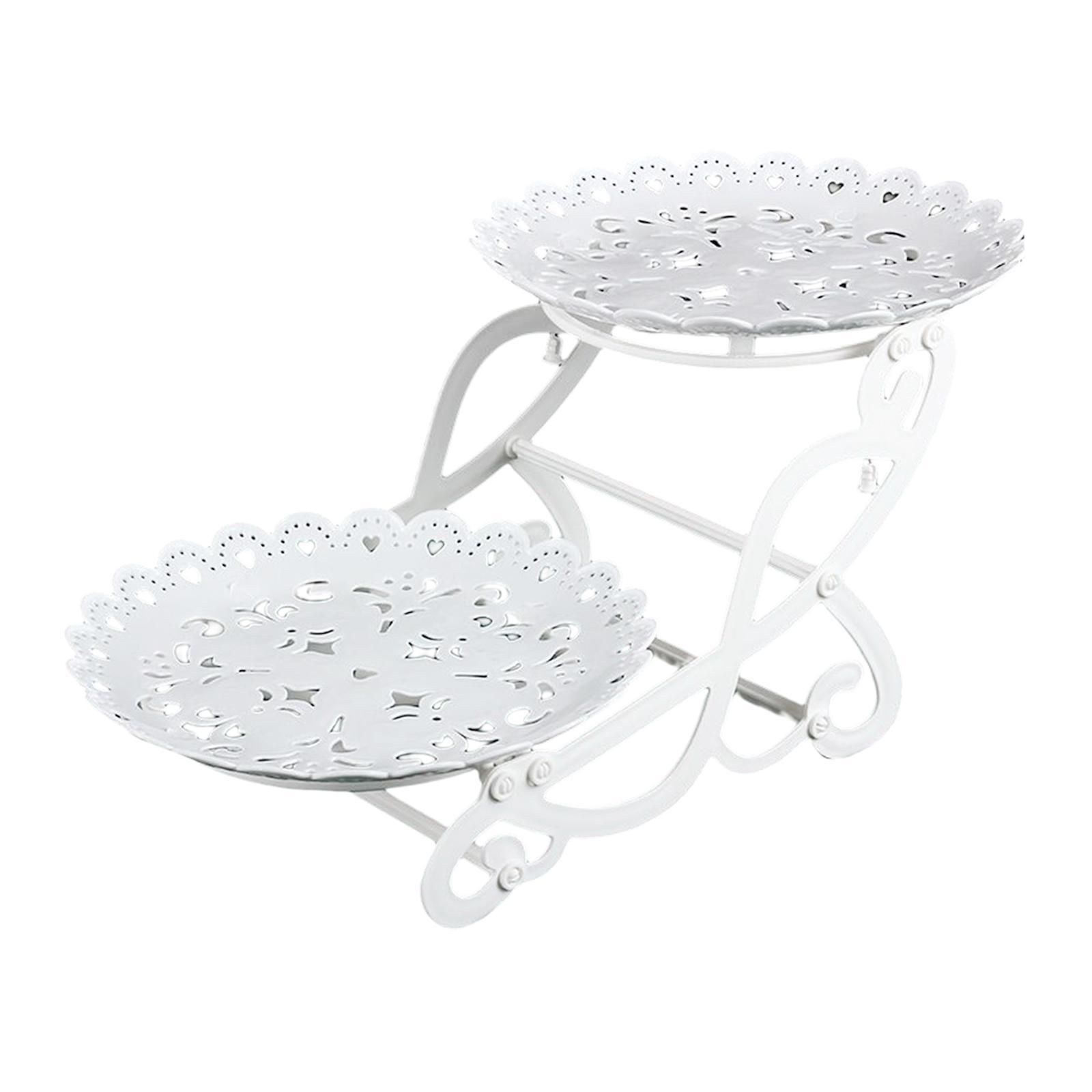2 Tiers Cake Stand Snack Display Tray Dessert Tray for Dessert Afternoon Tea