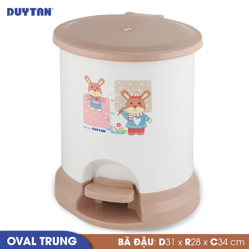 Thùng rác oval trung nhựa Duy Tân (31 x 28 x 34 cm) - 21875 - Giao màu ngẫu nhiên - Hàng chính hãng