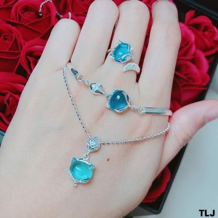 BỘ TRANG SỨC BẠC TA - BỘ HỒ LY 3 MÓN ĐẸP -