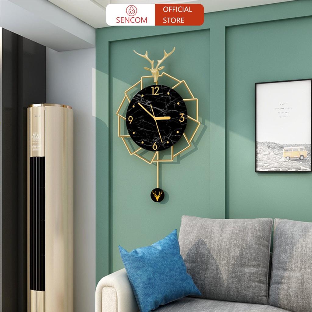 Đồng hồ treo tường phòng khách độc đáo SENCOM, đồng hồ trang trí decor phong cách Bắc Âu - JT2072A-38