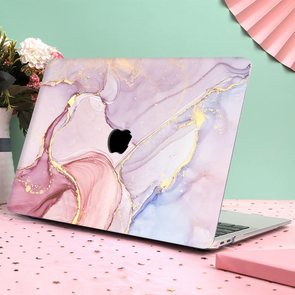 Case ốp nhựa ABS bảo vệ dành cho macbook đủ dòng siêu mỏng nhẹ không nóng máy hoạ tiết vân đá cẩm thạch màu hồng kèm phủ phím silicon - Hàng chính hãng