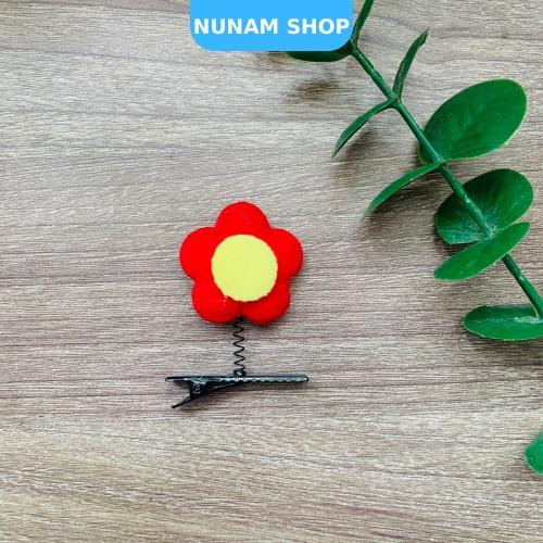 Kẹp tóc lò xo bông hoa đỏ chất ni chần bông xinh xắn Nunam shop