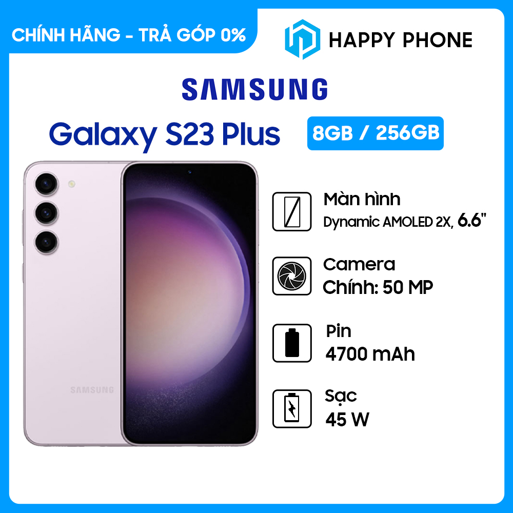 Điện thoại Samsung Galaxy S23 Plus 5G 8GB/256GB - Hàng chính hãng - ĐÃ KÍCH HOẠT BẢO HÀNH ĐIỆN TỬ