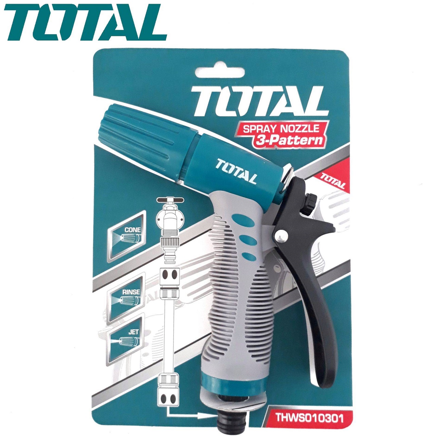 Đầu phun nước máy xịt rửa 3/4&quot; chuyên dụng TOTAL THWS010301 - Rửa xe, tưới cây, nhiều chế độ rửa tiện lợi, bền bỉ, tay cằm chắc chắn