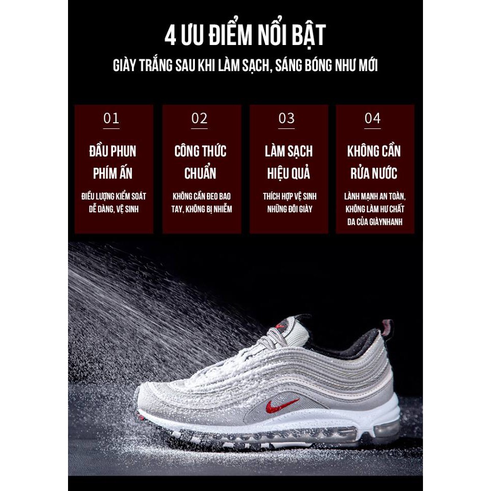 Bình Xịt Bọt Tuyết Vệ Sinh Giày Sneaker | Chai Tẩy Trắng , Tẩy Ố Vàng Sneaker 9306