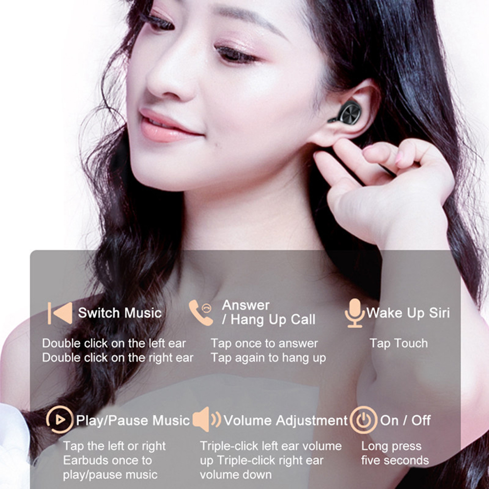 Tai Nghe Nhét Tai Không Dây TWS Bluetooth 5.0 Với Mic Nhấc Tai Nghe Ghép Nối Tự Động