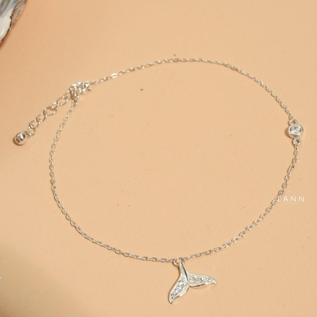 Lắc chân đá tròn nối đuôi cá đính đá S925 LANN