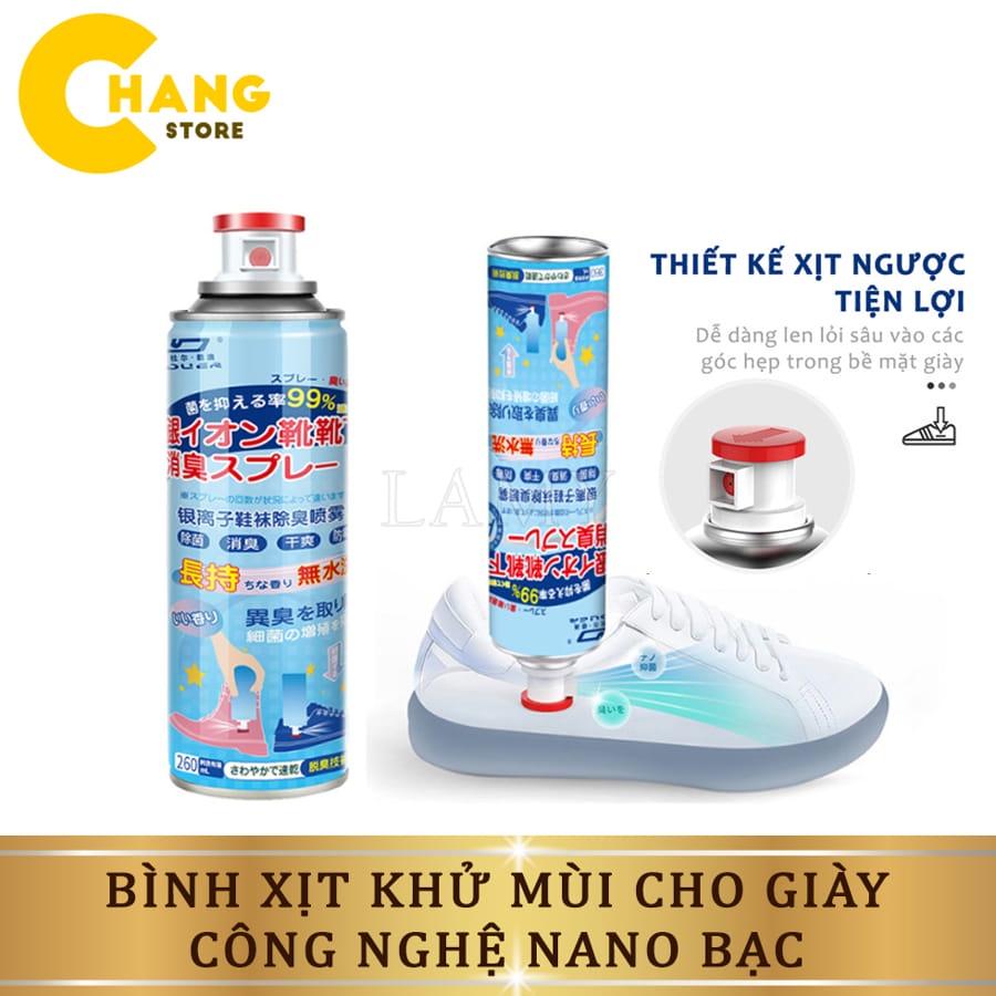 Chai Xịt Khử Mùi Giày Dép NaNo Bạc, Bình Xịt Thơm Khử Mùi Mồ Hôi Chân Diệt Vi Khuẩn Hiệu Quả