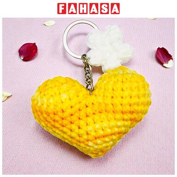 Móc Khoá Len Hình Trái Tim - Màu Vàng