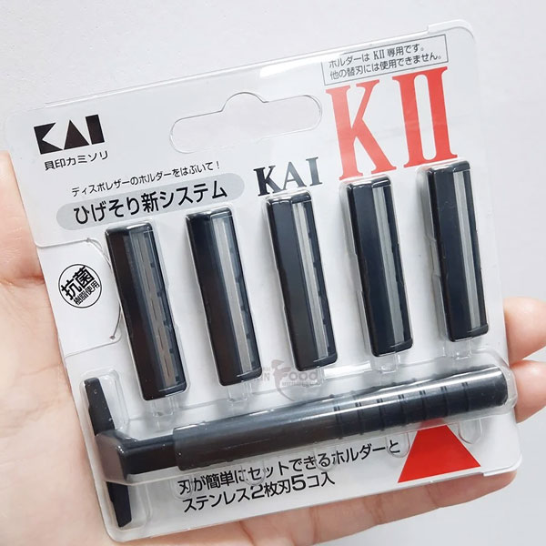 Dao Cạo Râu 2 Lưỡi Kép Thân Nhựa Kai 003309 Set 1 Thân 5 Lưỡi Dao
