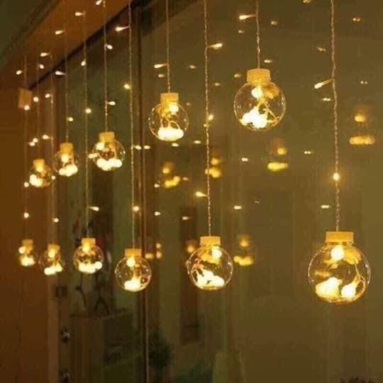 Đèn Led nháy thả mành trang trí - bóng tròn nhựa cứng trong 4m