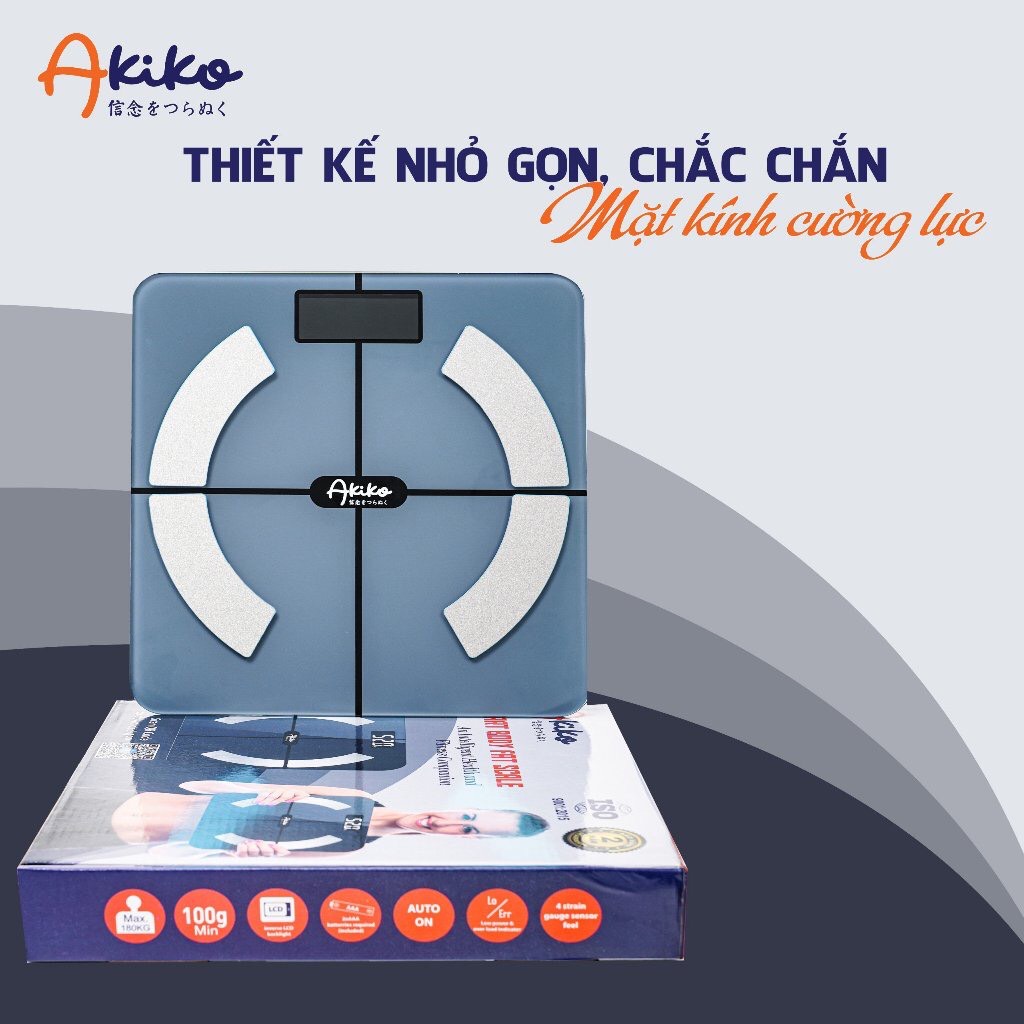 Cân sức khỏe điện tử AKIKO 14 trong 1 kết nối Bluetooth thông minh phân tích chỉ số cơ thể