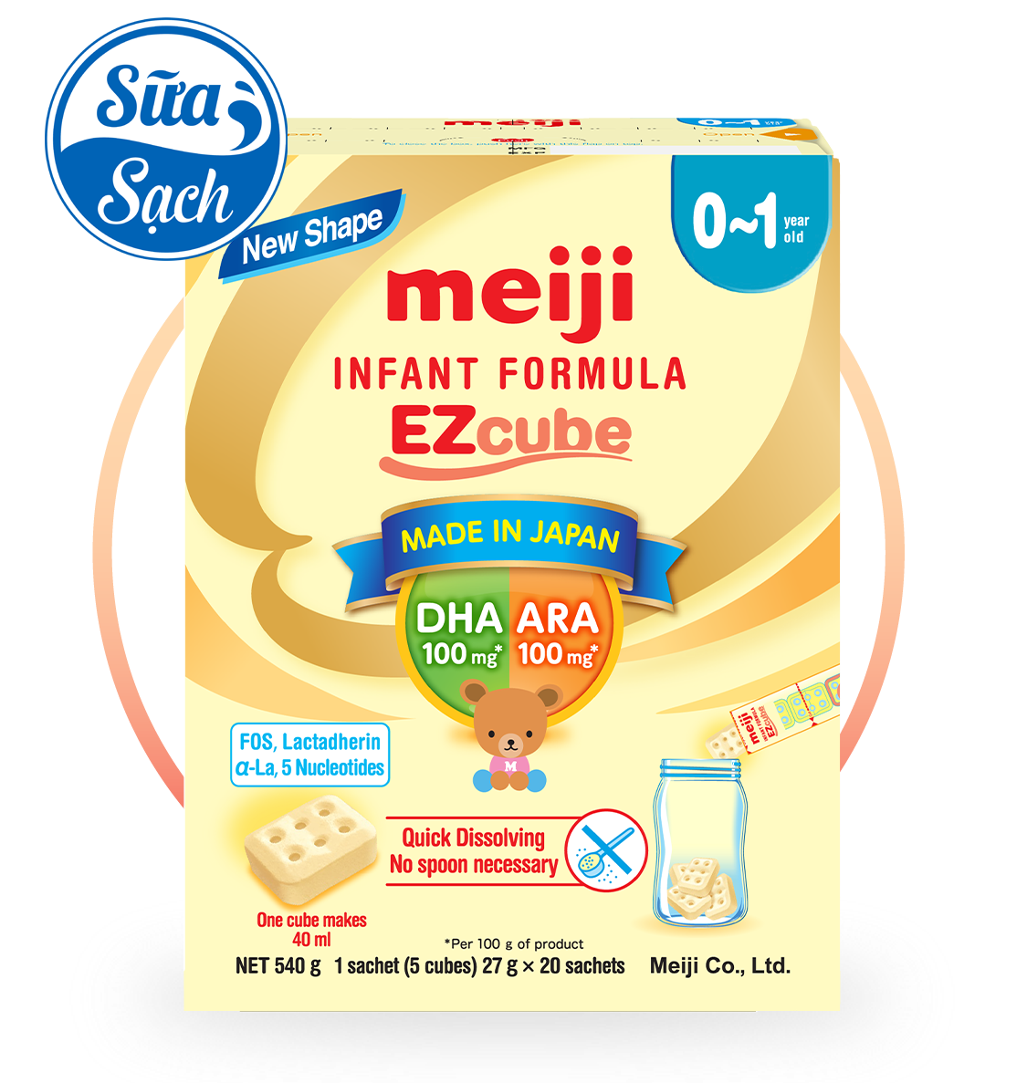 Sữa Meiji thanh Infant Formula Ezcube 540g (0-12 tháng)