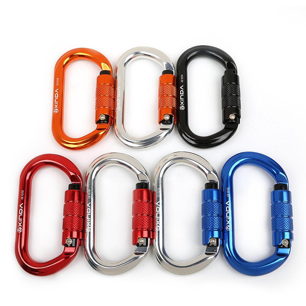 Oval Climbing Carabiner 25KN Aluminum Auto Locking Carabiner red