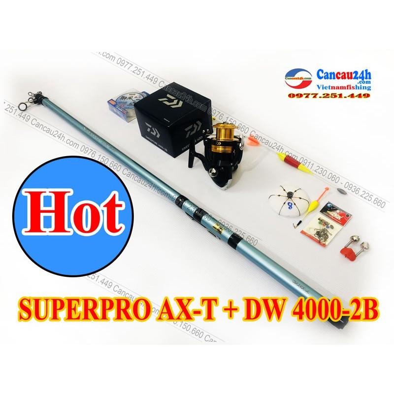 Trọn bộ cần câu lục Superpro AX-T 360-390-420 + Máy câu cá Daiwa Sweepfire 4000-2B