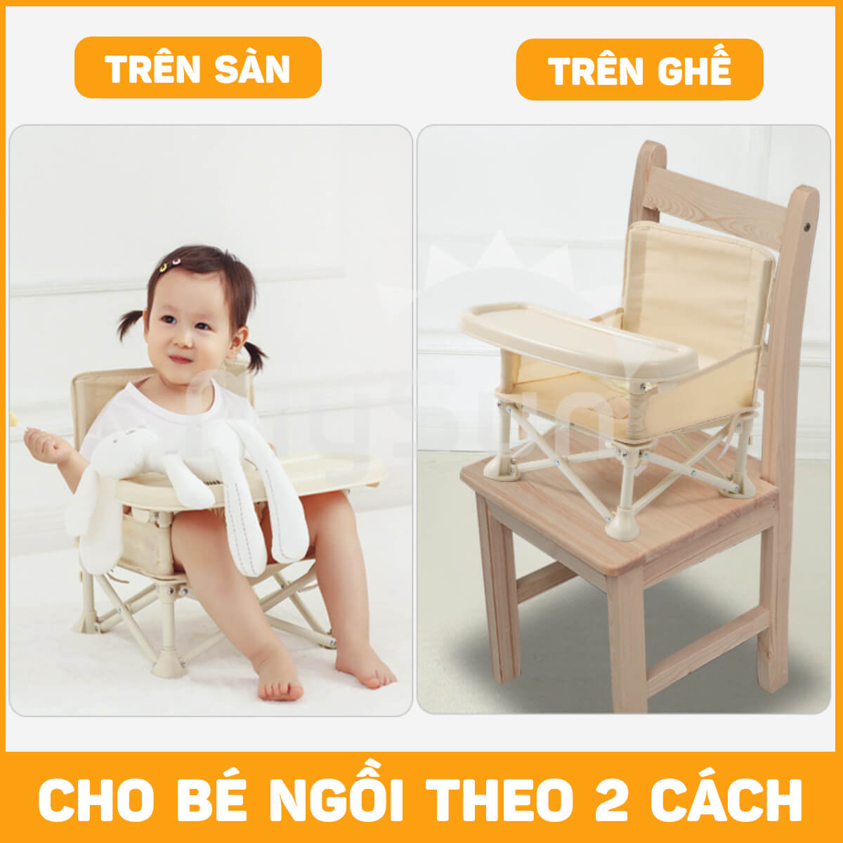 Ghế ngồi ăn dặm trẻ em đa năng gấp gọn du lịch bằng nhựa cao cấp giá rẻ cho bé