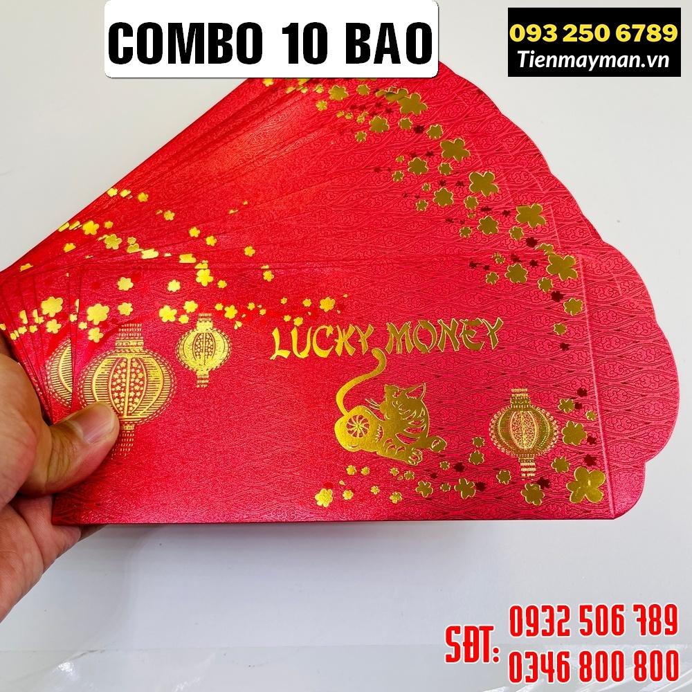 XẤP 10 Bao Lì Xì Hình Con Mèo Lucky Money ép kim nhũ vàng lì xì Tết 2023