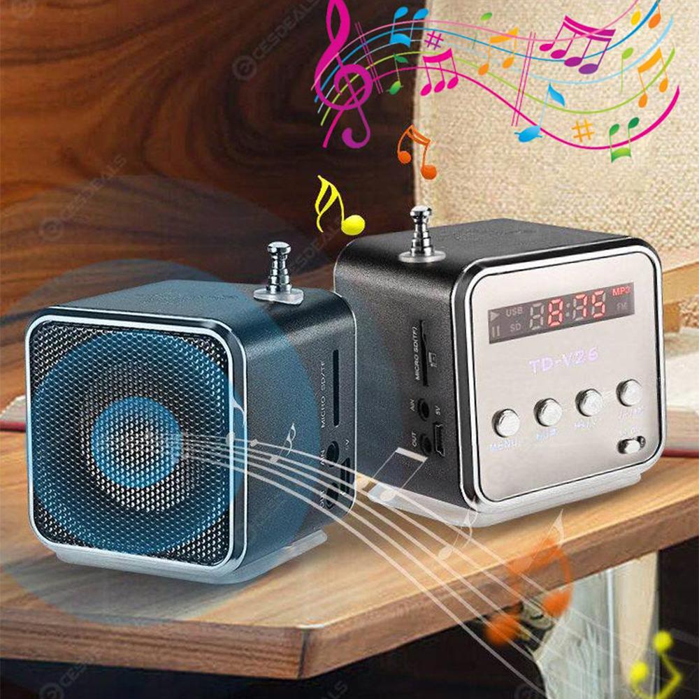 Mini TD-V26 Digital FM Radio Loa LCD Hiển thị âm thanh loa âm thanh nổi
