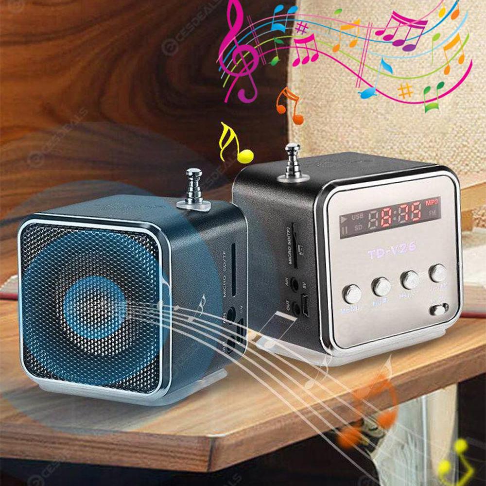 Mini TD-V26 Loa đài FM kỹ thuật số Màn hình LCD Loa âm thanh nổi Hỗ trợ trình phát Bluetooth Micro Thẻ TF Phát lại đĩa U Màu sắc: Xanh quân đội