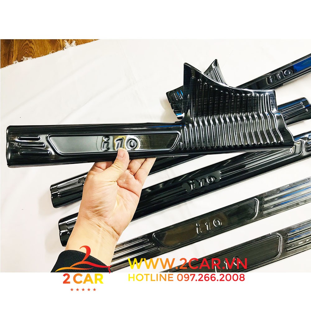 Ốp bậc cửa, Nẹp Bước Chân Trong, ngoài Xe Hyundai i10 2014 - 2020 chất liệu Titan cao cấp