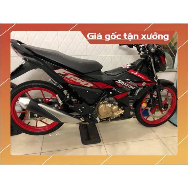Tem rời Satria Fi đỏ xám đen in vi tính 3 lớp ko bay màu