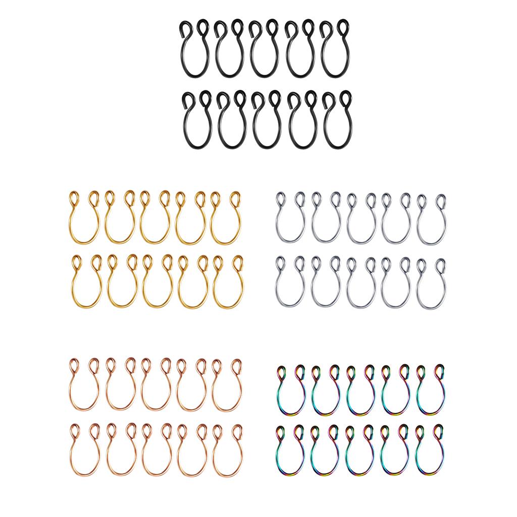 10 Pieces Fake Nose Rings Hoop Clip On Faux Non-Pierced Jewelry Black