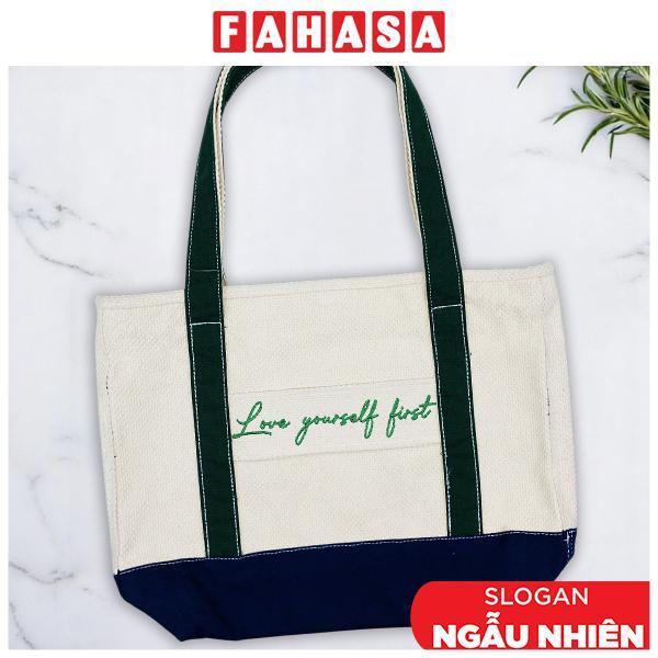 Túi Vải Tote Thêu Chữ - Size M - Saigon ZeroWaste - Mẫu 3 (Slogan Ngẫu Nhiên)
