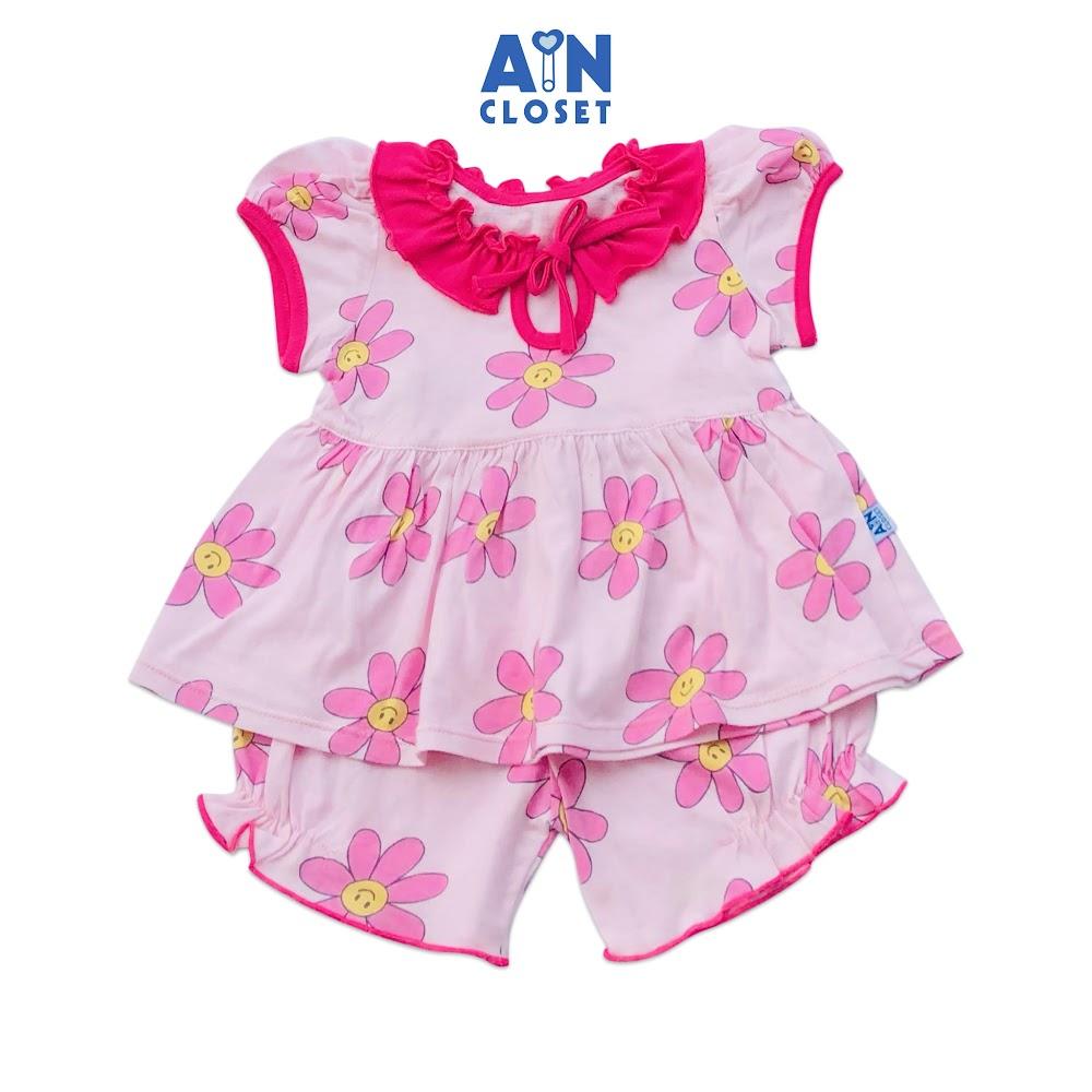 Bộ quần áo ngắn bé gái họa tiết Hoa hồng thun cotton - AICDBGUEOPHF - AIN Closet