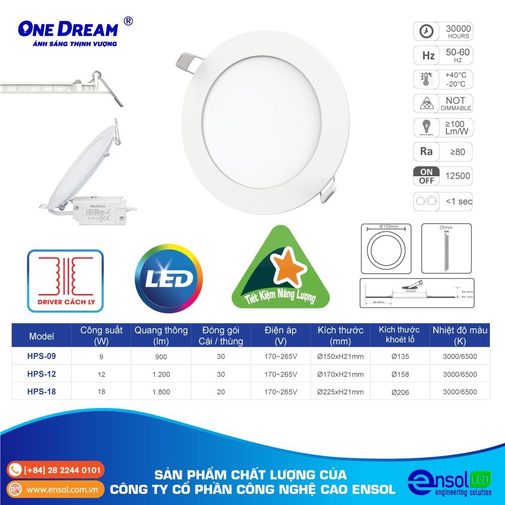 Đèn led Panel âm trần HPS-09 9W, HPS-12 12W, HPS-18 18W . Đèn Led One Dream siêu sáng, tiết kiệm điện năng