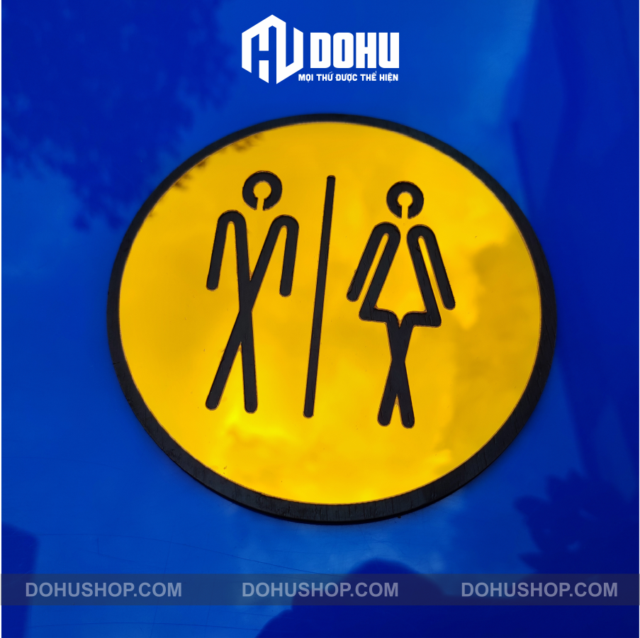 Bảng Phòng Vệ Sinh, Toilet Gương Vàng Decor Sang Trọng, Hiện Đại - Có sẵn keo dán tường