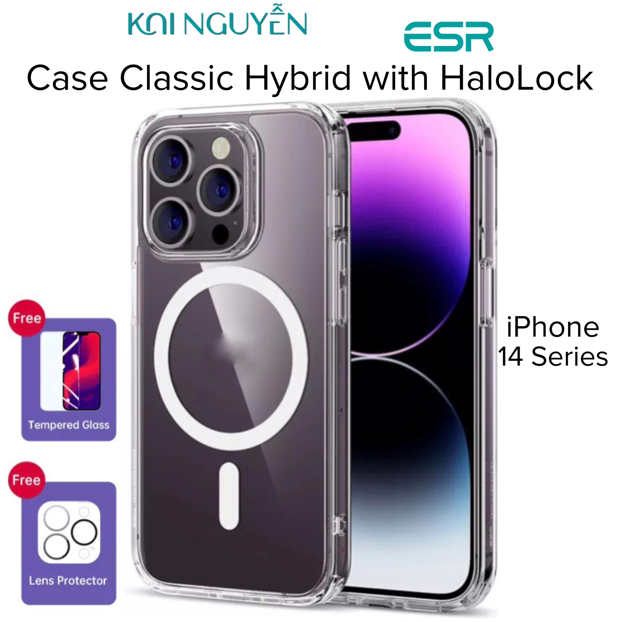 Ốp Lưng Trong Suốt ESR Classic Hybrid HaloLock Dành Cho iPhone 14 PRO MAX / 14 PRO / 14 PLUS / 14 - HÀNG CHÍNH HÃNG