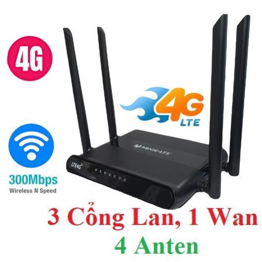 Bộ Phát WIFI 4G / 3G LTE - CP101 MIXIE - 3 Cổng LAN, 1 WAN, 4 ANTEN TENDA 4G03, Xe Khách, Lắp Camera HUAWEI