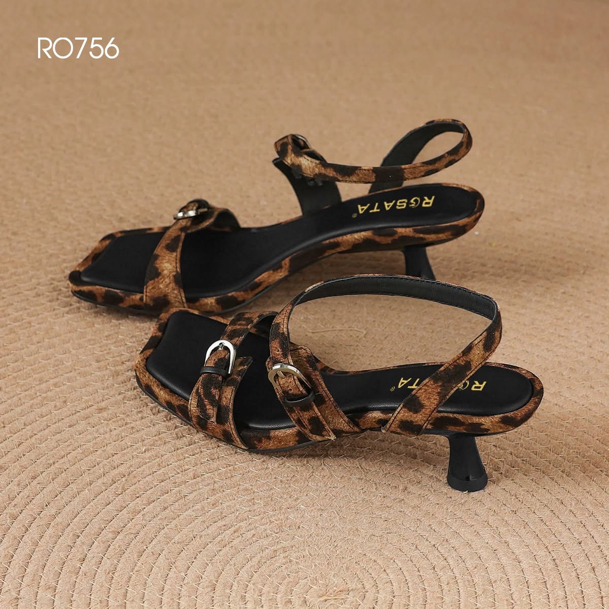Sandal cao gót nữ da vân ROSATA RO756 -6p- Beo - BKSTORE - HÀNG VIỆT NAM