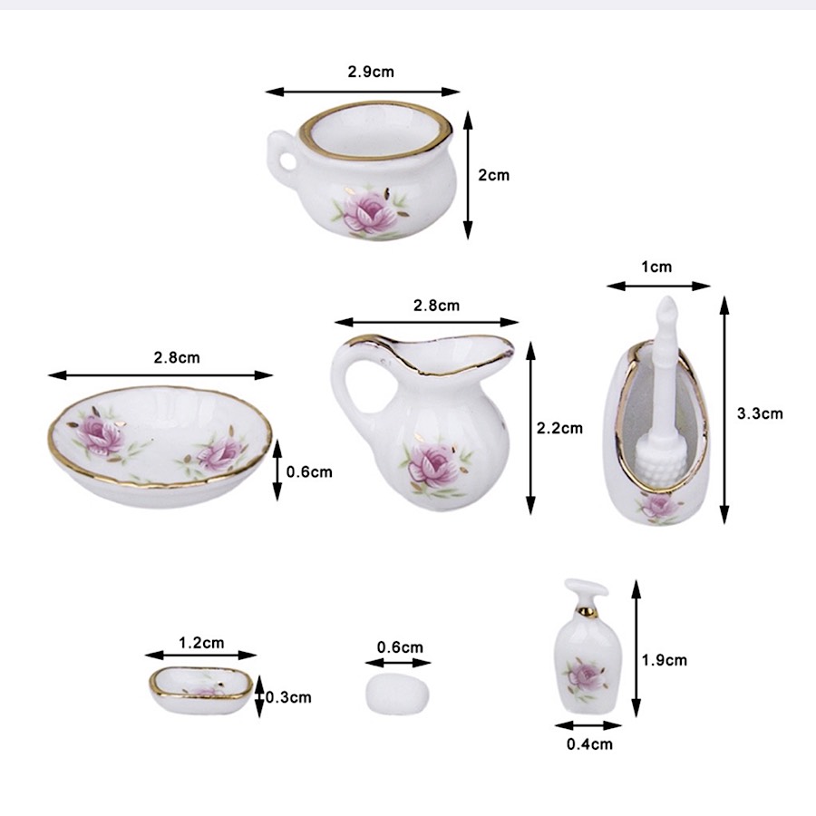 BỘ ĐỒ TRANG TRÍ NỘI THẤT TÍ HON BẰNG GỐM SỨ 9 MÓN