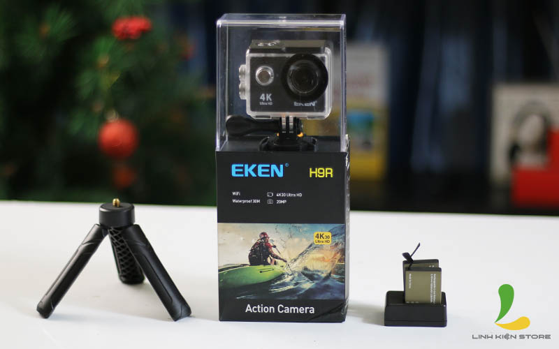 Combo máy ảnh hành trình Eken H9r Hộp Kính – - Camera hành động quay 4K cực chất hỗ trợ wifi kết nối trong phạm vi 10m - Hàng chính hãng