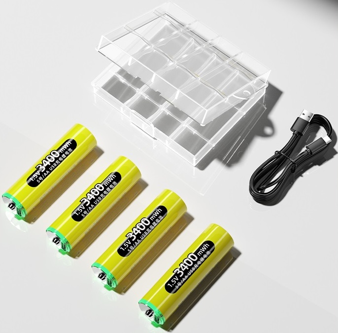 Pin Sạc Có Cổng TypeC USB AA 1.5v Doublepow 3400mWh Hỗ Trợ Sạc Trực Tiếp - Hàng Nhập Khẩu