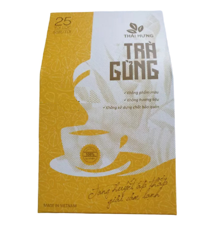 Trà Gừng Thái Hưng Giải cảm lạnh tăng huyết áp thấp - Hộp 25 túi lọc x 5g