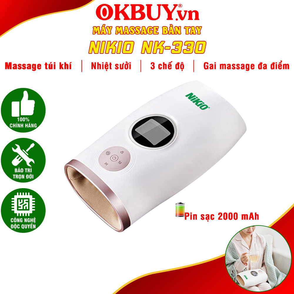 Máy massage bàn tay Nikio NK-330 - Công nghệ áp suất khí nén, nhiệt nóng. Giảm đau nhức mỏi, tê tay