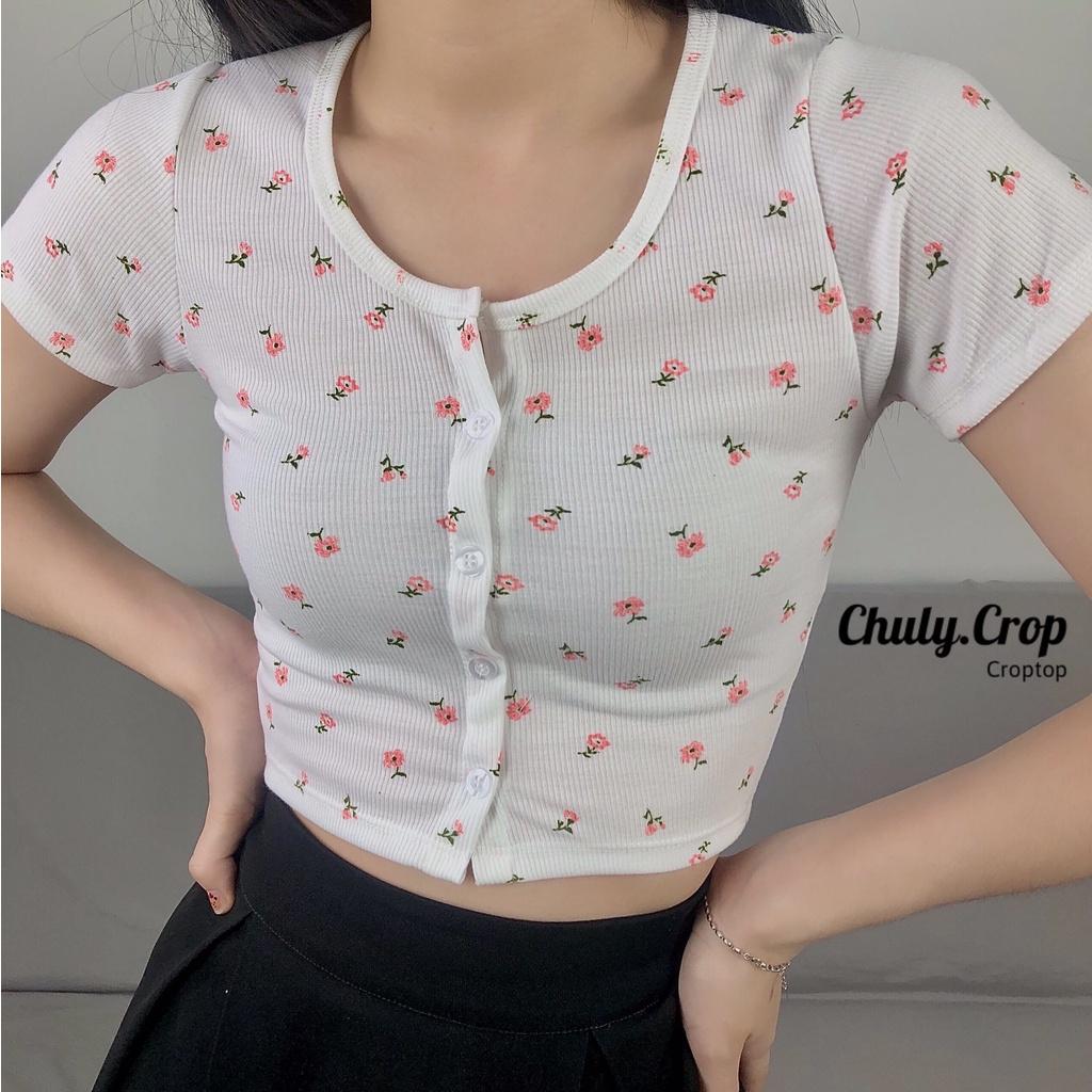Áo croptop kiểu in hình họa tiết, nhẹ nhàng nữ tínhẢnh thật