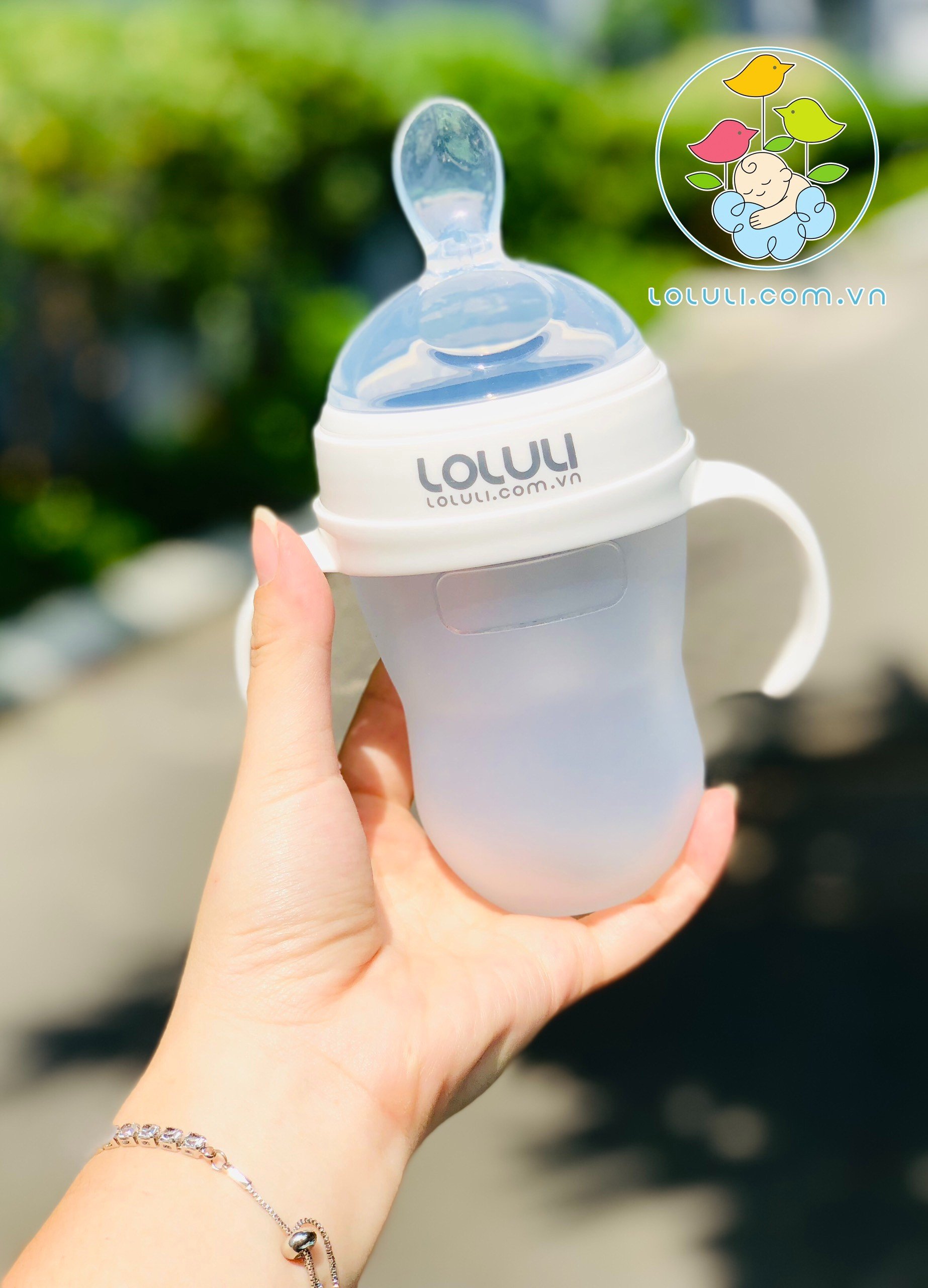 (Không Bao Gồm Đầu Muỗng Và Ty Ống Hút) Bình Sữa Loluli Silicon Siêu Mềm Cho Bé Chống Sặc Có Ống Hút 360 Độ Có Quai