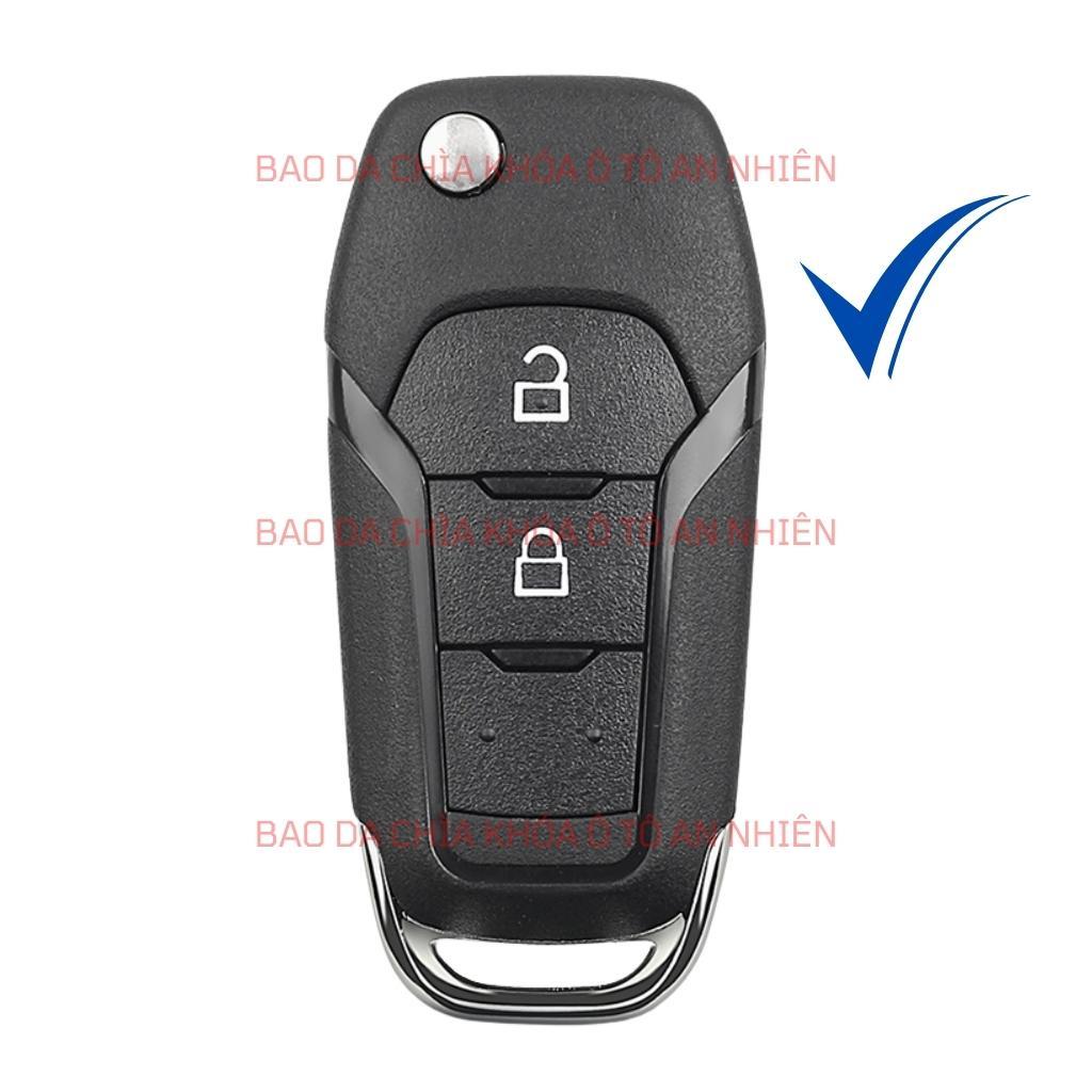 Bao da dành cho móc khoá bọc ốp chìa khóa xe ô tô Ford Ranger XL, XLS, da bò, nhiều màu, khâu thủ công Ford1B