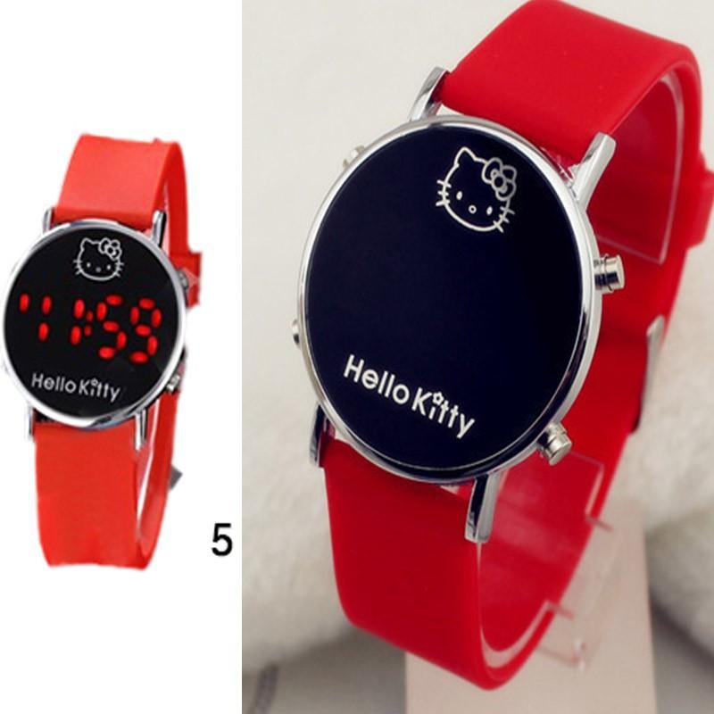Đồng Hồ Điện Tử Hello Kitty Dễ Thương Có Đèn LED