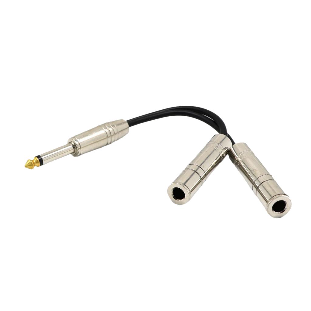 2x 6.35mm Mono Plug Male to Dual 1/4" 6.35mm Jack Female Splitter Cable 0.2m
