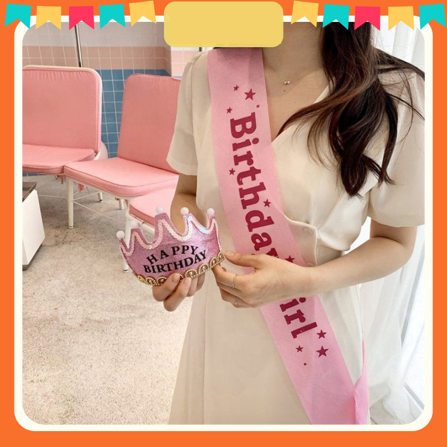 Sash Sinh Nhật Hoa Hậu Dây Ruy Băng Rôn Choàng Đeo Chéo Vai Chữ HAPPY BIRTHDAY Mừng Tiệc Sinh Nhật