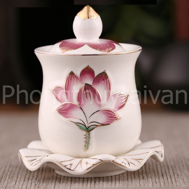 Chum nước bàn thờ 8cm/9cm/10cm HỒNG HOA SEN cao cấp - thờ cúng